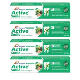 Dr. Morepen Set Of 4 Active Smile Herbal Toothpaste With Neem & Clove - 100g Each-image-21