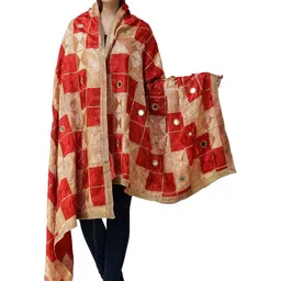 Exotic India Ethnic Motifs Embroidered Phulkari Dupatta-picture-56