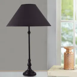 kapoor lampshades Designer Black Cottan Fabric Shade Night Lamp With Mild Steel Base-picture-17