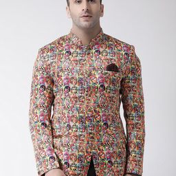 Hangup Men Red & Yellow Printed Single-Breasted Blazers-picture-4