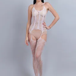 COLOR STYLE Self-design Halter Neck Baby Doll With Mask-image-46