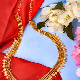 Saraf RS Jewellery Gold-Plated & White Pearl Beaded Tradtional Bridal Waist Chain-image-34