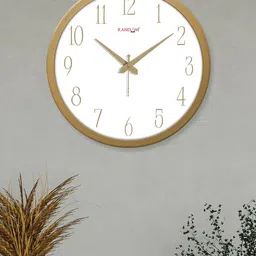 RANDOM Modern Stylish Gold-Toned & White Contemporary Wall Clock-image-19