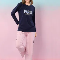 NIGHT FLOSS Printed Round Neck Long Sleeves T-Shirt With Trouser-image-22