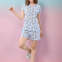 NIGHT FLOSS Printed Round Neck Short Sleeves T-Shirt With Shorts-image-16