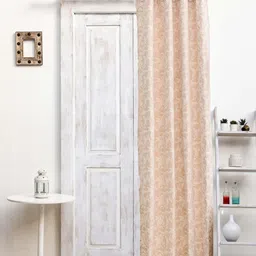 Ariana Peach-Coloured & Silver-Toned Floral Window Curtain-image-20