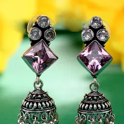 Saraf RS Jewellery Pink Classic Jhumkas Earrings-42
