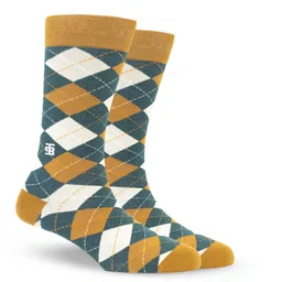 SockSoho Men Checked Cotton Calf-Length Socks-17