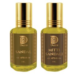 Duze Unisex Combo Sandal & Mitti The Scent Of Rain Kannauj Sandali Attar with roller 6ml-22