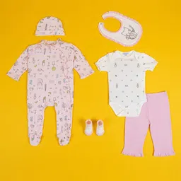 Baby Moo Infants Girls 6-Pcs Pure Cotton Baby Apparel Gift Set-53