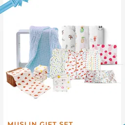 Moms Home Infant 19 Pieces White & Green Printed Baby Apparel Gift Set-19