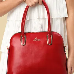 Lavie Ketaminepro Women Red Textured Medium Satchel Handbag-2