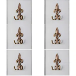 IndianShelf Gold Toned 6 Pieces Textured Iron Wall Hooks-6