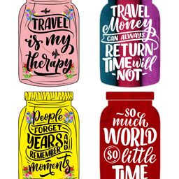 CVANU Pink & Yellow 4 Pieces Printed Abstract Wooden Wall Hangings-picture-49