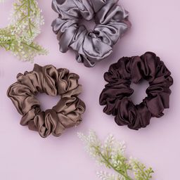 Arendelle Women Silver-Toned & Brown Set of 3 Ponytail Holders-94