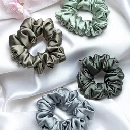 HAIR DRAMA COMPANY Women Green & Silver-Toned Set of 4 Ponytail Holders-50