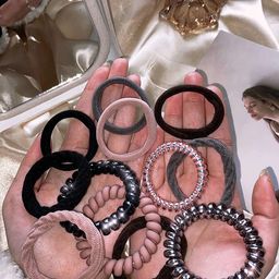 Designs By Jewels Galaxy Women Set of 12 Black & Brown Ponytail Holders-39