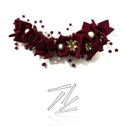 Hair Flare Women Pearls Artificial Metal Floral Hair Accessory Set-48
