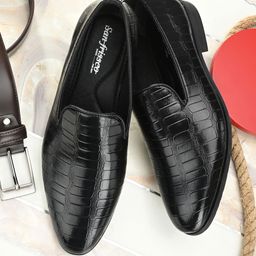 San Frissco Men Black Solid Synthetic Leather Formal Loafers-image-42
