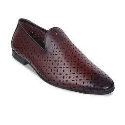 Metro Men Textured Leather Formal Loafers-image-52