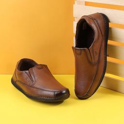 Metro Men Textured Leather Formal Slip-On Shoes-image-77