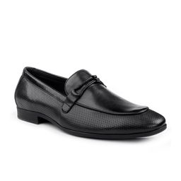 One8 Men Black Solid Genuine Leather Formal Loafers-image-10