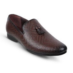 Metro Men Textured Leather Formal Loafers-image-25