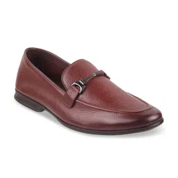 Metro Men Textured Leather Formal Loafers-image-42