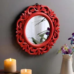 VAS collection home Ethnic Motifs Textured  Wooden Wall Mirrors-33