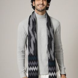 HANDICRAFT PALACE Men Grey & black Self-Design Mufflers-image-81