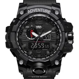 V2A Men Black Patterned Dial & Black Straps Analogue and Digital Watch V2A-1545-Black-20