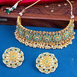 Sukkhi Gold-Plated Stone-Studded Necklace & Earrings-image-93
