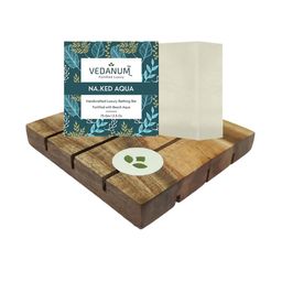 VEDANUM Na.Ked Aqua Handcrafted Luxury Bathing Bar with Soap Holder - 75 g-18