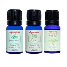 Sugandhim Set Of 4 Basil, Peppermint,Gastric Acidity Essential Oil 30ml-37