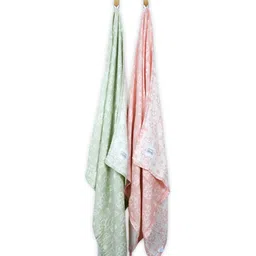 Doctor Towels 2 Pieces Green & White Printed Banana Jacquard Floral 300 GSM Bath Towels-image-83