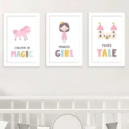 Art Street Kids White & Pink 3 Pieces I Believe in Maigic Painting Wall Art-2