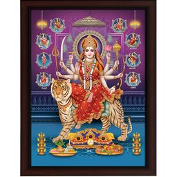 masstone Black & White Goddess Durga Religious Wall Art-image-66