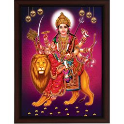 masstone Black & White Goddess Durga Religious Wall Art-image-65