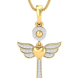 KUBERBOX 18KT Gold Diamond-Studded Love Angel Pendant 1.38 gm-image-40