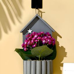 Kuber Industries Green & Purple Hanging Anthurium Artificial Plant With Pot-16