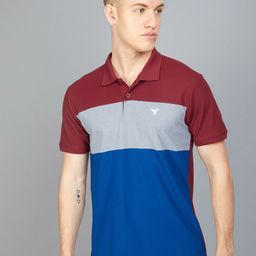 Technosport Colourblocked Polo Collar Antimicrobial Slim Fit Sports T-shirt-image-41