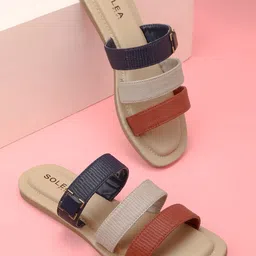 Paragon Lightweight Colourblocked Open Toe Flats-image-1