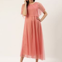 U&F Women Pink Solid Maxi Dress-picture-20