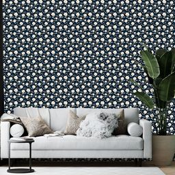 Wallpics Navy Blue & White Floral Printed Self-Adhesive Wallpaper-21