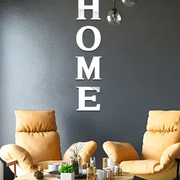 Wall1ders Silver Toned 4 Pcs Home Alphabets Shape Self-Adhesive Mirror Wall Stickers-12