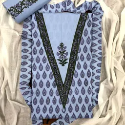 PALASH Ethnic Motifs Block Printed Patchwork Pure Cotton Unstitched Dress Material-image-92