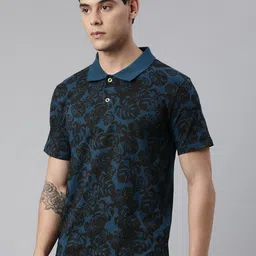 Kryptic Men Tropical Printed Pure Cotton Polo Collar T-shirt-image-74