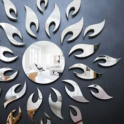 Wall1ders Silver Toned 25 Pieces Acrylic Sun Mirror Wall Stickers-image-66
