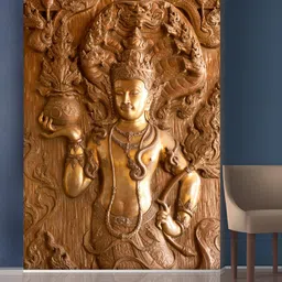 999Store Gold-Toned Flowers & Lord Statue Self-Adhesive Mural Wallpaper-picture-21