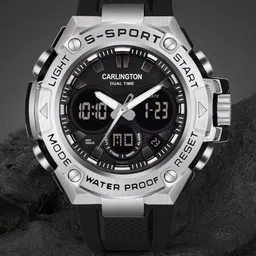 CARLINGTON Men Printed Dial & Black Straps Analogue And Digital Watch-CT 9107 Black-15